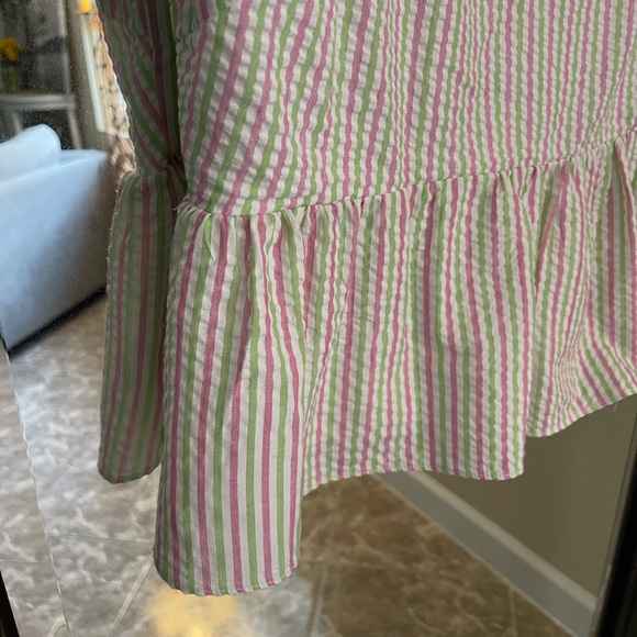 FLASH SALE! Draper James RSVP Striped Seersucker Peplum Top Size Large - Picture 5 of 10